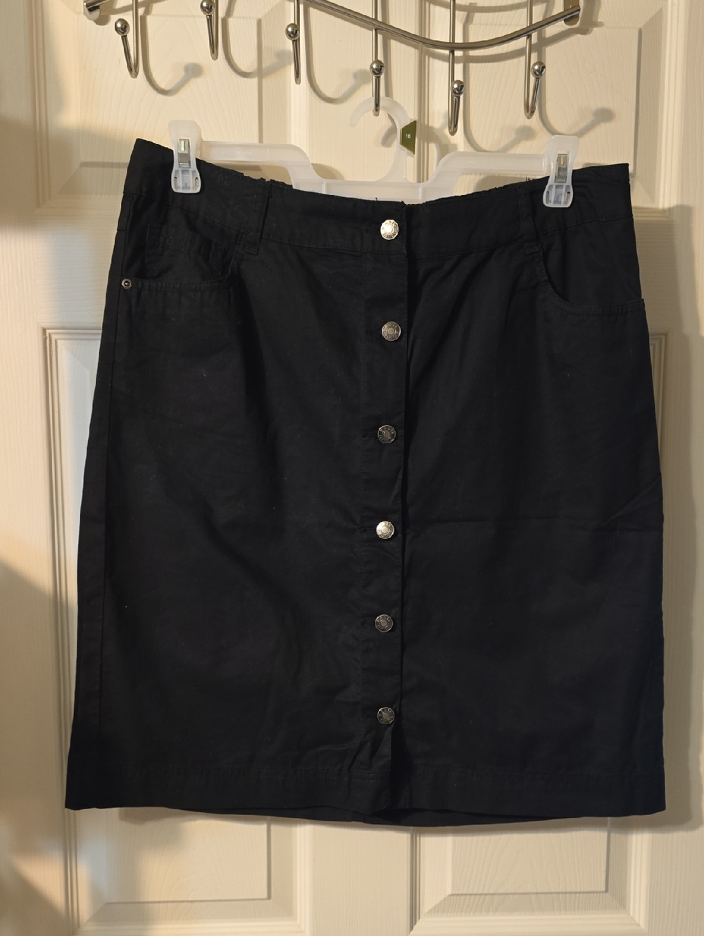 Basic Editions Black Button-Front Mini Skirt